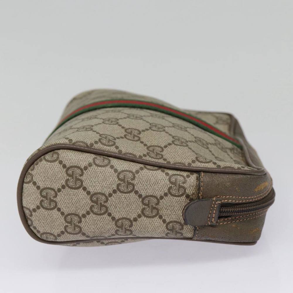 GUCCI GG Supreme Web Sherry Line Clutch Bag PVC Beige Red 89 01 012 Auth 90398 - Picture 4 of 16
